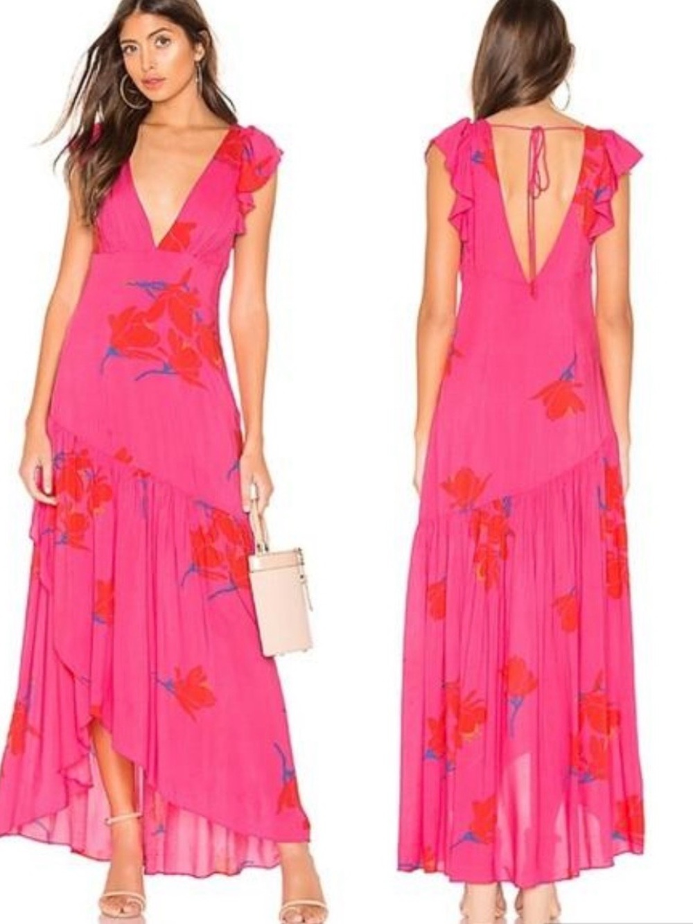 Free People Pink Floral High-Low Dress